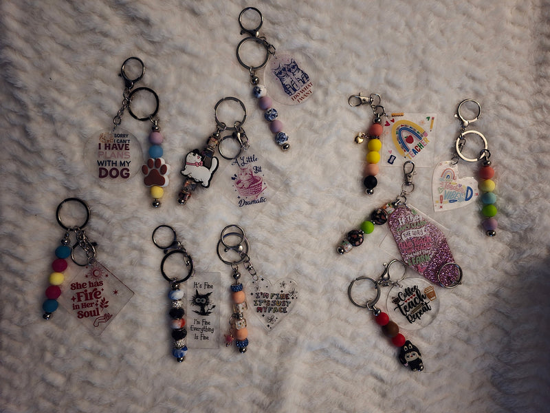 DTF Keychains with Beaded Bar | Eclectic Elements